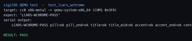 lcars_window_chrome: orange pill cap + black title + tan accent — window decoration bar x86 PASS