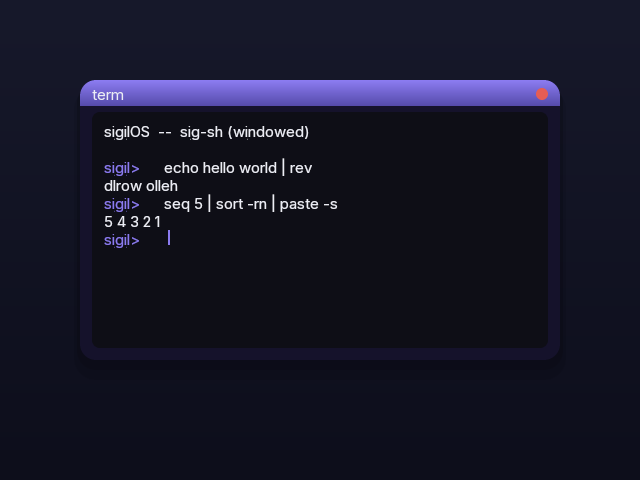 sig-sh terminal in Lumen WM window